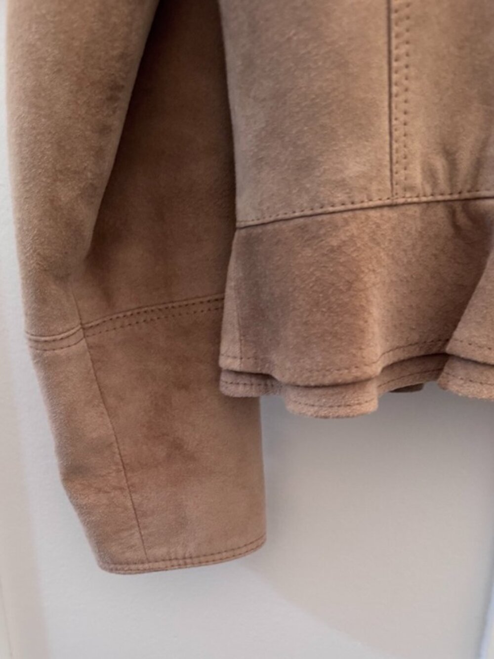 Elliott Lauren Tan Suede Jacket Button Front Cropped Blazer Size 8, Excellent - Picture 7 of 11
